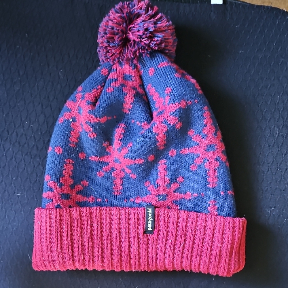 Patagonia Red and Blue Snowflake Beanie